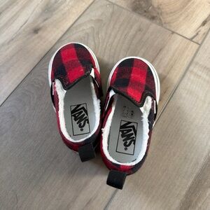 Vans Kids Red and Black Checkered Shoes. 5.5